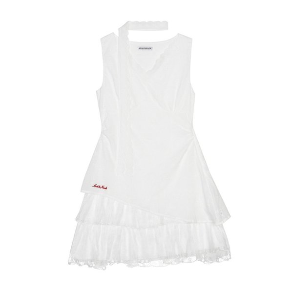FLORAL LINEN SCARF DRESS_WHITE