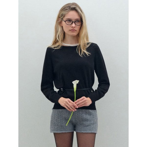 울혼방 보트넥 풀오버_블랙