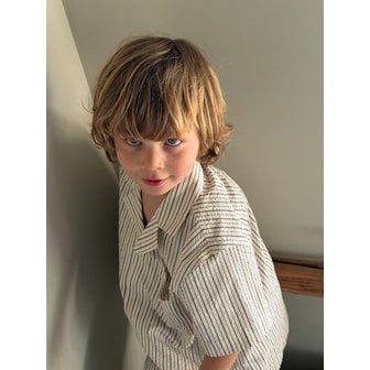 nau KIDS 시어서커 반팔 셔츠 Almond