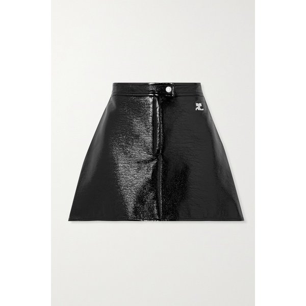 쿠레쥬 로고 아플리케 코팅 코튼 블렌드 미니 스커트 1647597326216477