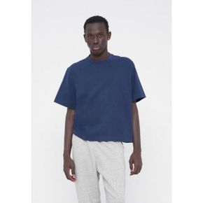 Abercrombie  Fitch 아버크롬비 앤 피치 클린 크롭 - 기본 티셔츠 다크 블루 7469780