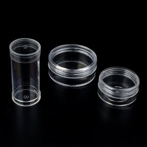 귀여운 원통 투명 플라스틱 케이스 미니 납작 원형 화장품 비즈 용기 크림 소품 보관 통