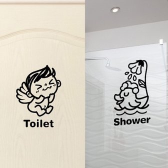 핫트랙스 아기천사와 오리 Toilet 포인트스티커/화장실스티커/욕실스티커