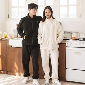 남여공용 편한 기모 집업 셋업 와이드 조거 팬츠 트레이닝 바지 세트