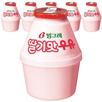  빙그레 딸기맛 우유 240ml x 6개 단지 항아리 가공우유