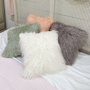 북유럽 감성 파스텔 몽골리안 롱 퍼 쿠션 커버