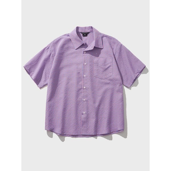 딩키 체크 반팔셔츠 핑크블루 HSSS7806