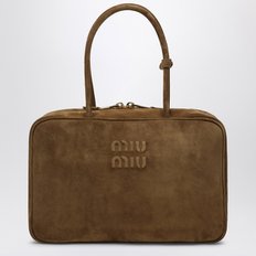 [해외배송] 미우미우 올리브 그린 스웨이드 라지 보우 토트 백 5BB117MON2CSS F0393