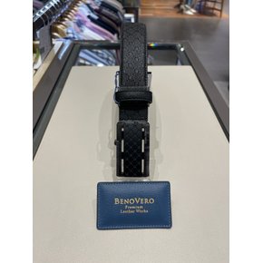 24년 S/S BENOVERO 더비엠보 소가죽 흑사틴 로고경판 자동벨트 BKG1ACB1232K1(구매시사은품증정)