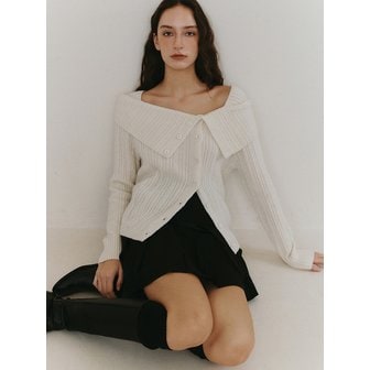 ourcomos comos 1233 button off-shoulder knit cardigan (ivory)