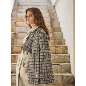 Cape Shawl H-Line Check Coat