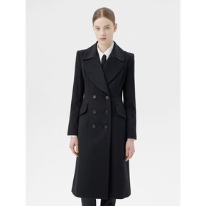 CASHMERE BLEND WOOL DOUBLE COAT - BLACK