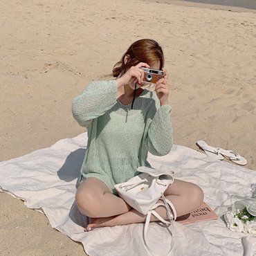 핫핑 레피아 썸머 부클 루즈핏 브이넥니트 H_NT2078