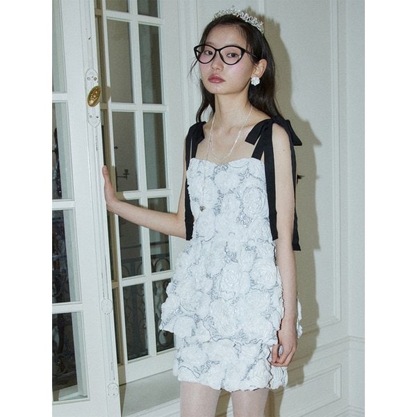 Silver Floral Ribbon Top