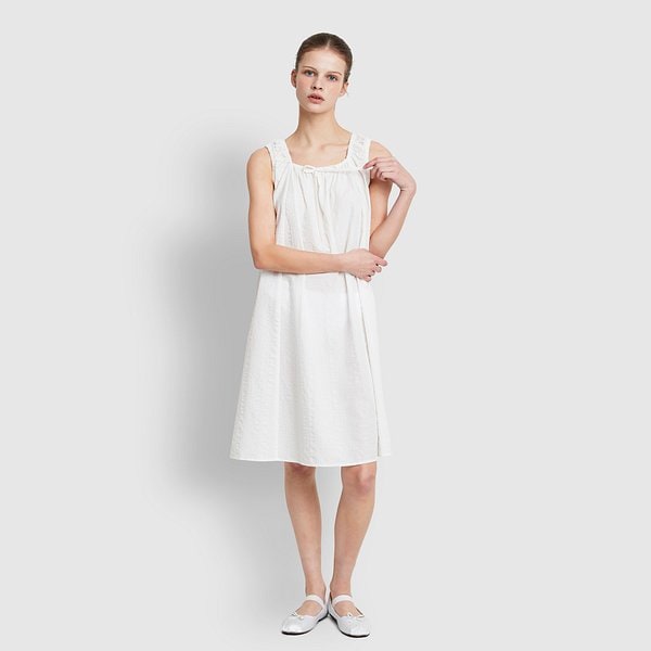 여 소프트 시어서커 민소매 파자마 원피스 J206203069001