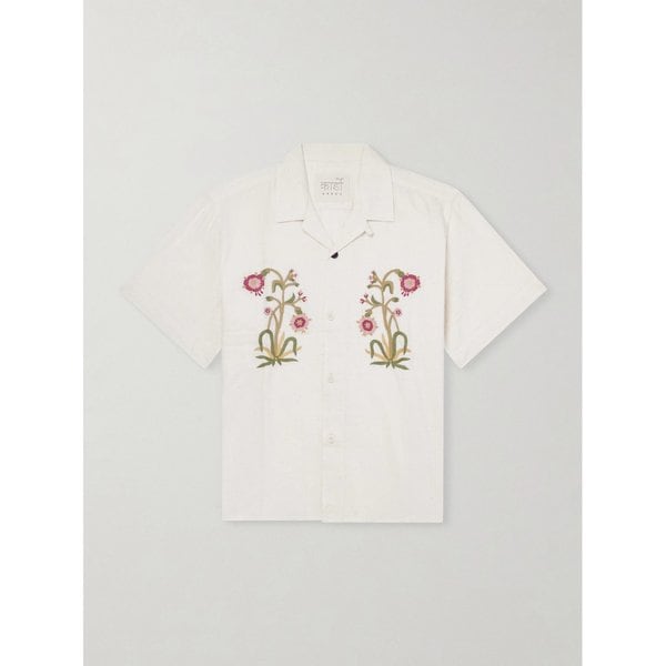 로널드 컨버터블 칼라 자수 코튼 셔츠 46376663163099460