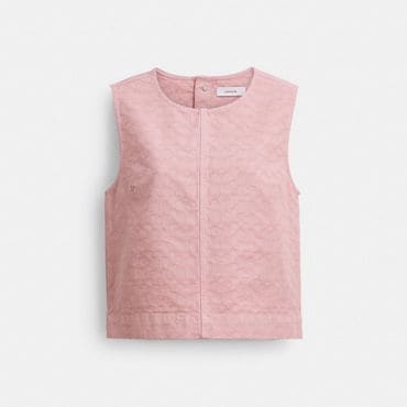 코치 [공식] 시그니처 데님 슬리브리스 탑 CAU39 PIN