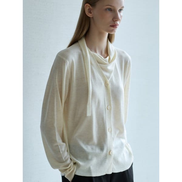 Tie Two-way Cardigan_Oatmeal