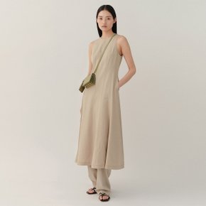 RS24 Linen Sleeveless Dress Ash-Khaki