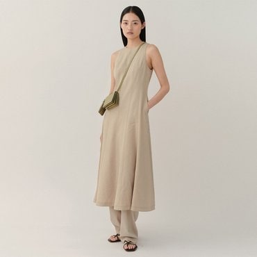 킨더살몬 RS24 Linen Sleeveless Dress Ash-Khaki