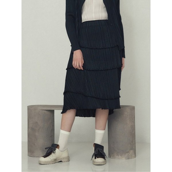 웨이브 스커트 블랙