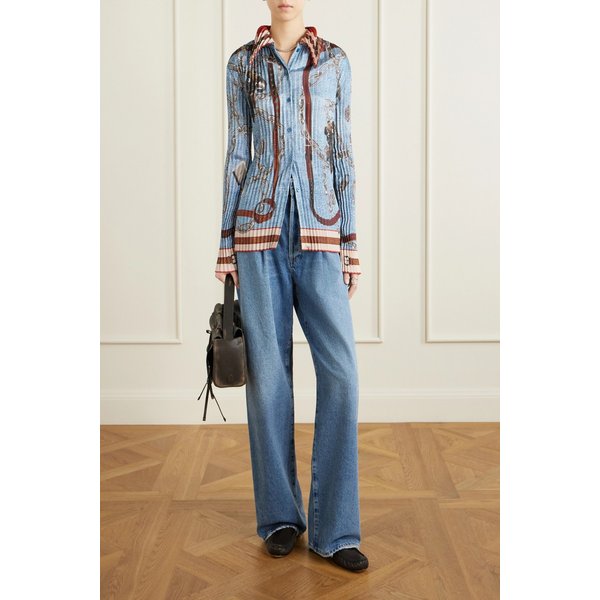 프린트 플리츠 새틴 트윌 셔츠 46376663162964247