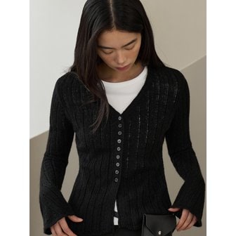 쎄씨 풀버튼 트임 가디건 블랙 C030