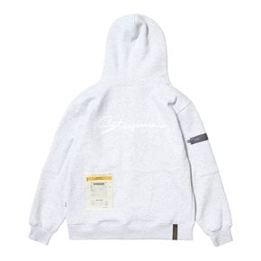 ZIPPER OVERSIZED ZIP UP HOODIE WHITE MELANGE