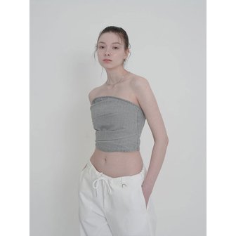 어윗 DRAPE DENIM BUSTIER TOP-GRAY