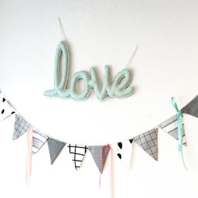 {린넨러브가랜드}Linen LOVE Cushion Garland_민트