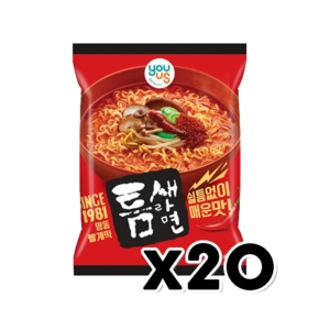 유어스 틈새라면 빨계떡 매운맛 봉지라면 120g x 20개