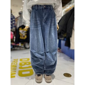 [남녀공용]핀턱 벌룬와이드 데님팬츠 2치수 2색상