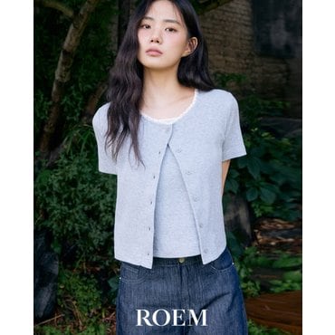 로엠 반팔 레이스 나시 가디건 세트_RMHWF37RT2
