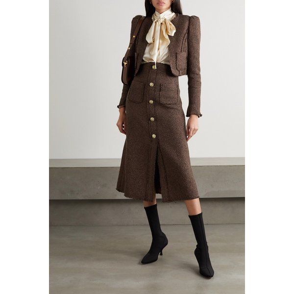 안나 메이슨 Carrie Cropped Metallic Tweed Jacket 브라운 15546005222350986