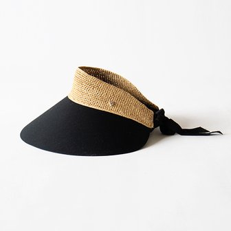 헬렌카민스키 로잘리 라피아 캔버스 바이저 Natural Black HAT50610 Helen Kaminski Rosalie