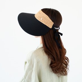 로잘리 라피아 캔버스 바이저 Natural Black HAT50610 Helen Kaminski Rosalie