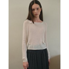 Hand flower square knit_Ivory(OC25-KN15)