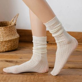 여성 펀칭 레이스 중목 양말 1P 시스루 짜임 패션