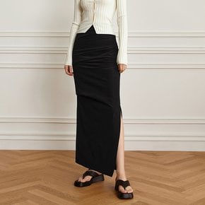 YY_Fancy side slit shirring skirt