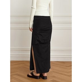 YY_Fancy side slit shirring skirt