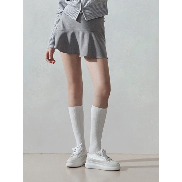 [LDFSA90MG] 울 라이크 사선 절개 플레이 스커트 M/GREY