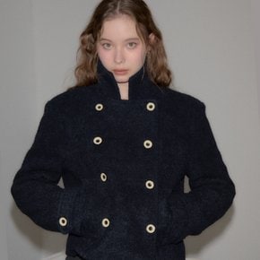 Button Point Double Wool Coat Navy