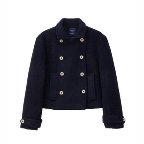 Button Point Double Wool Coat Navy