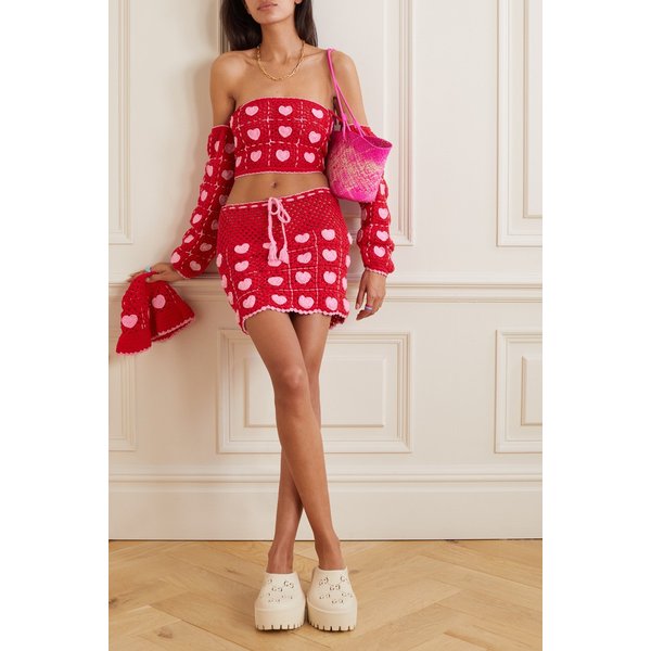 알릭스 피노 크로셰 코튼 미니 스커트 레드 1647597300582350
