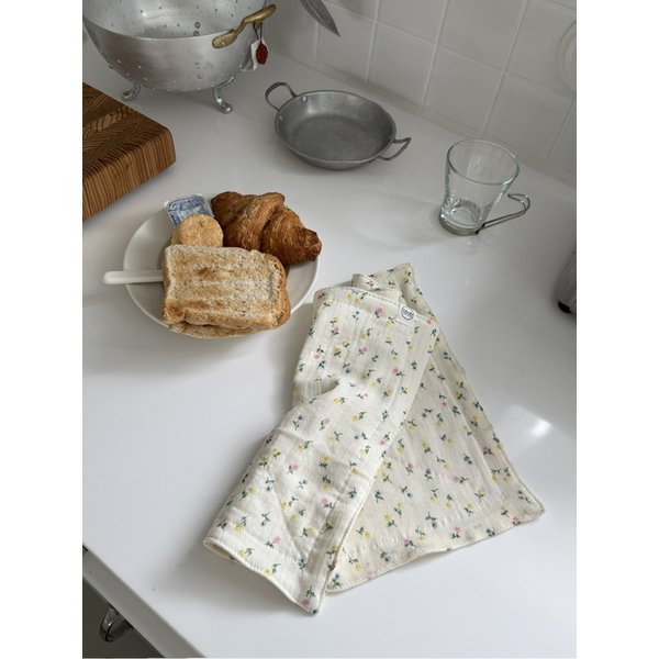 이플 플라워 6중거즈 키친크로스 테이블매트 주방 행주 다용도매트 가전가리개 덮개 제로이스트