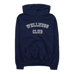 WELLNESS CLUB FLOCKED HOODIE NAVY CREAM 여성 웰니스 클럽 후드 티셔츠