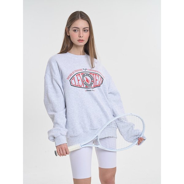 Overfit Signature Emblem Sweatshirt (Light Gray)