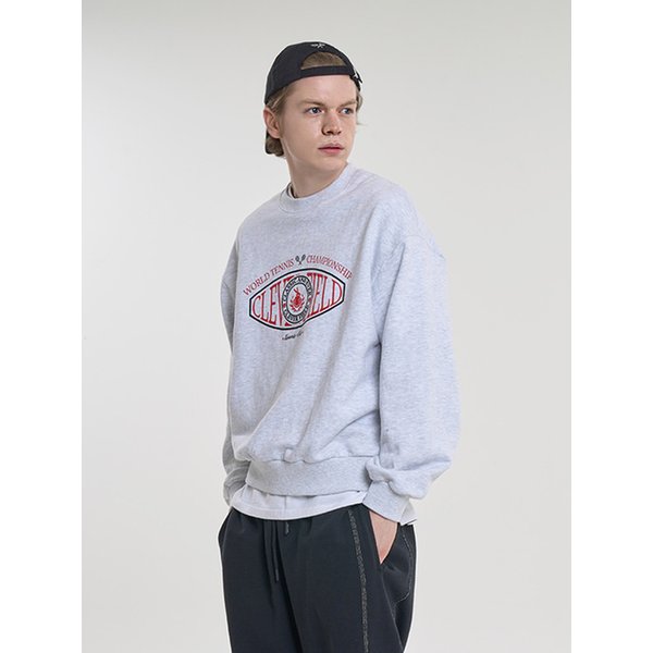 Overfit Signature Emblem Sweatshirt (Light Gray)