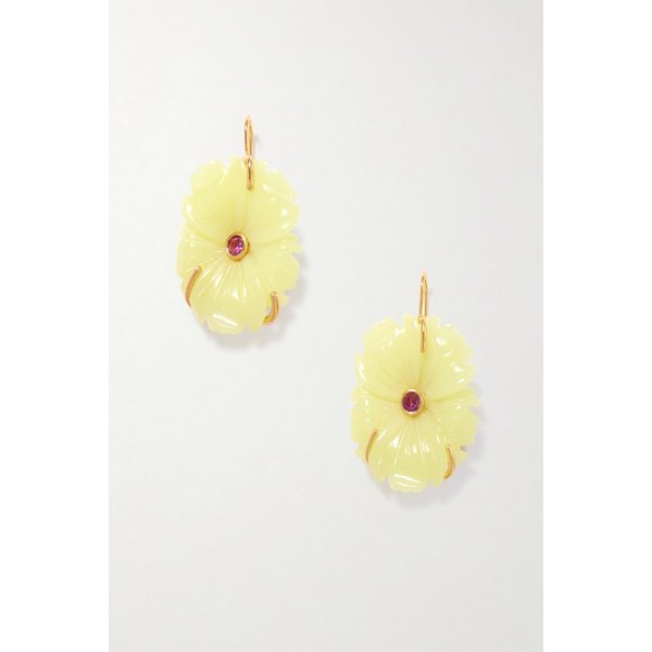 리지 포르투나토 뉴 블룸 골드 플레이트 제이드 앤 로돌라이트 귀걸이 46376663162972350