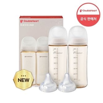 더블하트 모유실감 3세대 PPSU 하루그레이 330ml_트윈팩 (젖꼭지미포...